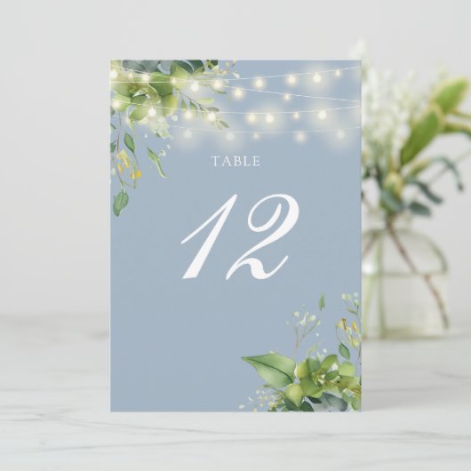 緑の文字列ライト埃の多い青い表の番号 サンキューカード (スタンド正面)