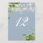 緑の文字列ライト埃の多い青い表の番号 サンキューカード (正面)