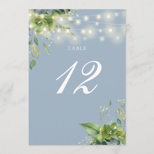 緑の文字列ライト埃の多い青い表の番号 サンキューカード (正面)