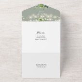 緑の文字列ライトQRコードSage Green 結婚's オールインワン招待状 (外側)
