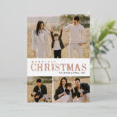 緑の文字3 Photo Collageクリスマス 箔シーズンカード (立ち正面)