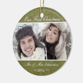 緑の新婚者の初めてのクリスマスのオーナメント セラミックオーナメント (左)