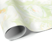 緑の新鮮な包装紙にピンク色の白い花 ラッピングペーパー (ロールコーナー)