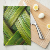 緑の新鮮な竹織物 キッチンタオル (四つ折り)