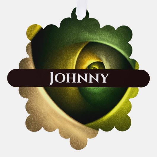 緑の旋回フローラモダン抽象芸術アートパターン#23 オーナメントカード (正面)