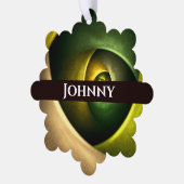 緑の旋回フローラモダン抽象芸術アートパターン#23 オーナメントカード (左)