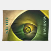 緑の旋回フローラモダン抽象芸術アートパターン#23 キッチンタオル (横)