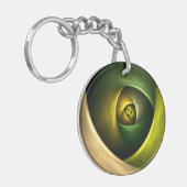 緑の旋回フローラモダン抽象芸術アートパターン#23 キーホルダー (正面左)