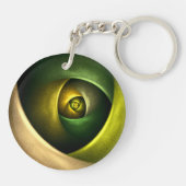 緑の旋回フローラモダン抽象芸術アートパターン#23 キーホルダー (裏面)