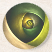 緑の旋回フローラモダン抽象芸術アートパターン#23 コースター (正面)