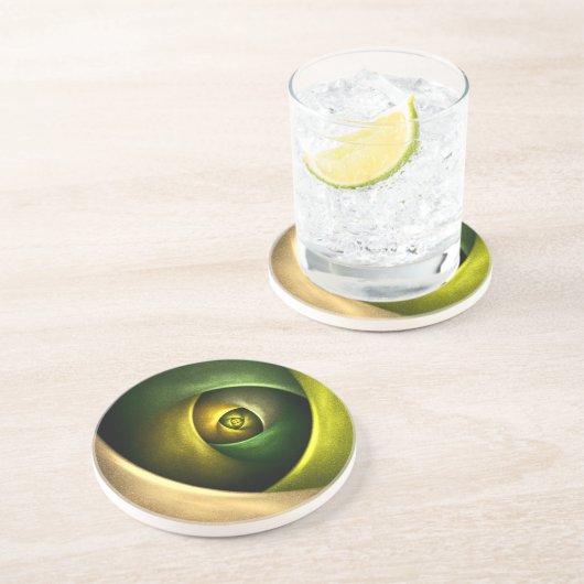 緑の旋回フローラモダン抽象芸術アートパターン#23 コースター (側面)