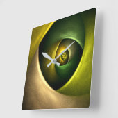 緑の旋回フローラモダン抽象芸術アートパターン#23 スクエア壁時計 (傾斜)