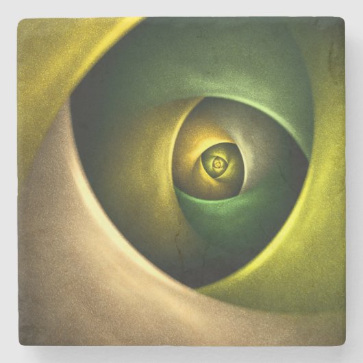 緑の旋回フローラモダン抽象芸術アートパターン#23 ストーンコースター (正面)