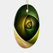 緑の旋回フローラモダン抽象芸術アートパターン#23 セラミックオーナメント (右)