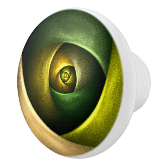 緑の旋回フローラモダン抽象芸術アートパターン#23 セラミックノブ (右)