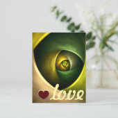 緑の旋回フローラモダン抽象芸術アートパターン#23 ポストカード (スタンド正面)