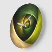 緑の旋回フローラモダン抽象芸術アートパターン#23 ラージ壁時計 (傾斜)