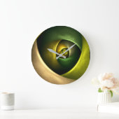緑の旋回フローラモダン抽象芸術アートパターン#23 ラージ壁時計 (ホーム)