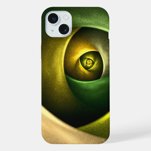緑の旋回フローラモダン抽象芸術アートパターン#23 iPhoneケース (裏面)
