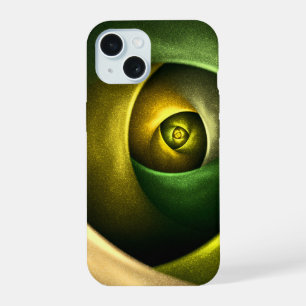 緑の旋回フローラモダン抽象芸術アートパターン#23 iPhone 15ケース