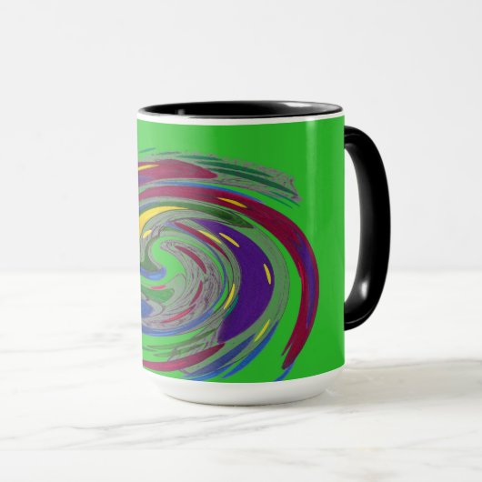 緑の旋風のデザインのモノグラムのマグ マグカップ (正面右)
