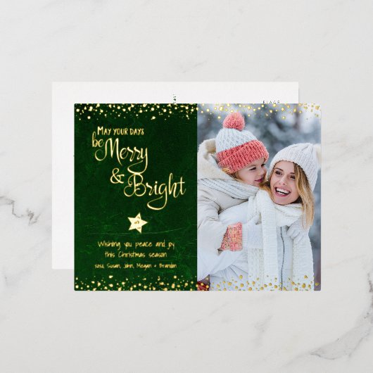 緑の日は明メリーるいスクリプトの写真の実在金ゴールド 箔シーズンポストカード (正面/裏面)