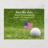 緑の日付にアメリカ国旗を持つ救ゴルフボール 案内ポストカード (正面)