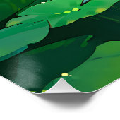 緑の日本のリリーパッド付きの家と湖 ポスター (コーナー)