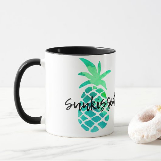 緑の日焼けしたパイナップル マグカップ (ドーナツ)