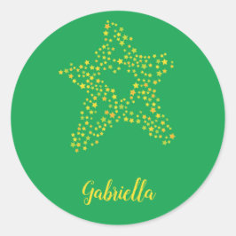 緑の星に黄色い星 ラウンドシール