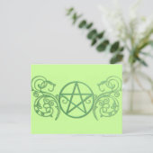 緑の星形五角形が花開く ポストカード (スタンド正面)