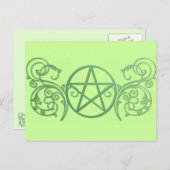 緑の星形五角形が花開く ポストカード (正面/裏面)