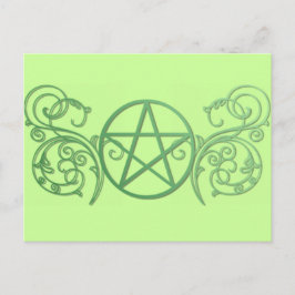 緑の星形五角形が花開く ポストカード