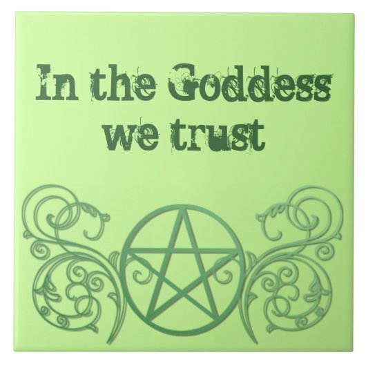 緑の星形五角形と華やかさ タイル (正面)