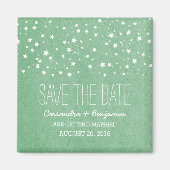 緑の星空の夜の日付磁石を保存 マグネット (正面)