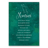 緑の星結婚の座席表カードGemini テーブルナンバー (裏面)