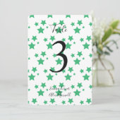 緑の星背景 |テーブル番号カード 招待状 (スタンド正面)