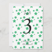 緑の星背景 |テーブル番号カード 招待状 (正面)