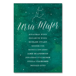 緑の星銀河系シーティングチャートカードUrsa 専攻の テーブルナンバー