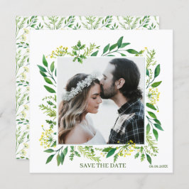 緑の春の植物薬日付を保存 招待状