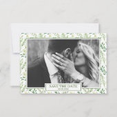 緑の春の植物薬日付を保存 招待状 (正面)