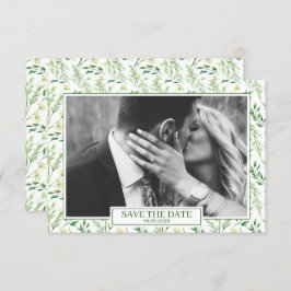 緑の春の植物薬日付を保存 招待状