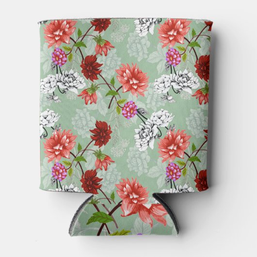 緑の春フローラ：手書き 缶クーラー (正面)