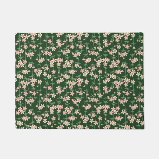 緑の春自然フローラさくらんぼ花 ドアマット (正面)