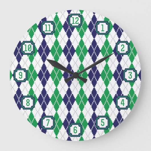 緑の時計アーガイルで ラージ壁時計 (正面)