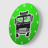 緑の普通消防車 ラージ壁時計 (傾斜)