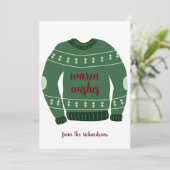 緑の暖かい願い醜いセーターのクリスマス シーズンカード (スタンド正面)
