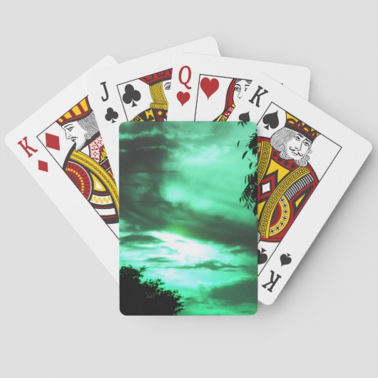 緑の曇り日の出遊のカード トランプ (裏面)
