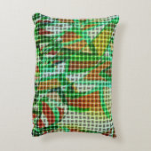 緑の曲がったテープのバスケットスタイル、サンゴ詳細 アクセントクッション (裏面(縦))