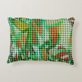 緑の曲がったテープのバスケットスタイル、サンゴ詳細 アクセントクッション (裏面)